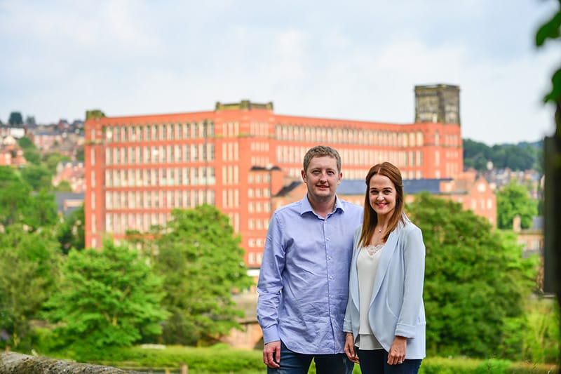 Owners of Cocoon Vehicles; Rhys and Rebecca Adams stood in front of Belper Mills